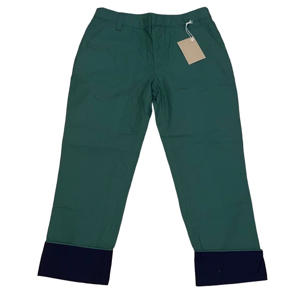 Band of Outsiders Cuffed Capri Pants Green Womens Small 1 Casual 100% Cotton